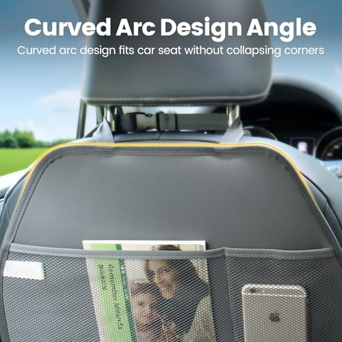 Viaviat Car Seat Protector Large Kick Mat 2 Pack Durable Water Resistant Auto Seat Back Covers with 2 Mesh Pockets Protection Against Dust Mud Scratches (Dark Gray, 2-Pack) - color: Dark Gray