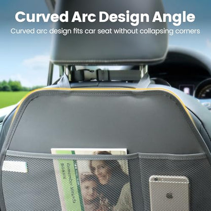 Viaviat Car Seat Protector Large Kick Mat 2 Pack Durable Water Resistant Auto Seat Back Covers with 2 Mesh Pockets Protection Against Dust Mud Scratches (Dark Gray, 2-Pack) - color: Dark Gray