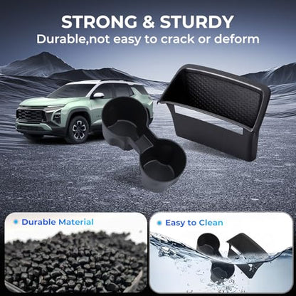 Cup Holder Insert & Wireless Charging Protective Mat for Chevrolet Equinox 2026 2025(Not for EV) Interior Accessories Cup Holders & Wireless Charger Cover Pad for Chevy Equinox 2025-2026, Black - style: Fits for 2025-2026 Equinox (Not for EV)