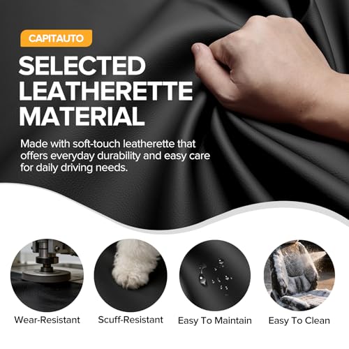 Car Seat Covers Full Set, Black Seat Covers for Car with Lumbar Support, Faux Leather Waterproof Seat Covers 5 Seats, Breathable Automotive Seat Covers Fit for Most Cars SUV Truck
