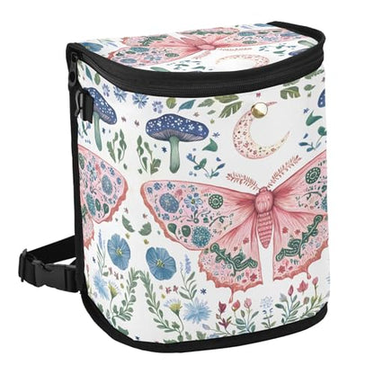 MNSRUU Car Trash Can with Lid, Butterfly Mushroom Flower Car Trash Bag Hanging Organizers and Storage for Front Back Seat, Leak-Proof Trash Bin - color: Butterfly A16801