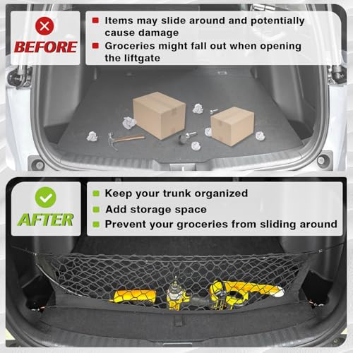 Trunk Cargo Net Compatible with 2017-2022 Honda CR-V Accessories, SUV Sedan Cargo Organizer Storage Net with Heavy Duty Carabiners - style: 2017-2022 CR-V