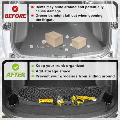 Trunk Cargo Net Compatible with 2017-2022 Honda CR-V Accessories, SUV Sedan Cargo Organizer Storage Net with Heavy Duty Carabiners - style: 2017-2022 CR-V