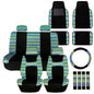 FH Group Full Set Southwestern Print Cloth Car Seat Covers Combo Set with Carpet Floor Mats, Universal Fit, Washable Seat Cover for SUV, Sedan, Green - color: Green