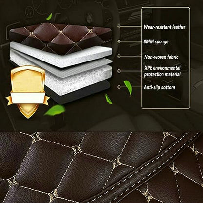 Customized Personalized Car Mats - All Weather Men's and Women's Floor mats Suitable for 99% of vehiclesPads Protection Non-Slip Leather Floor Liners (Black red Stripe) - color: Black red stripe 1