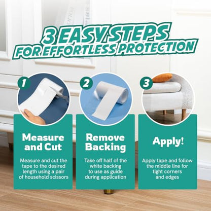 1 Roll Cat Scratch Furniture Protector Tape – Double-Sided Sticky Training (4" x 20ft) – Anti-Scratch Sofa & Couch Guard – Clear, Easy to Apply & Remove – Not for Leather, Velvet, Microfiber - size: Roll 1 Pack (4" x 20ft)