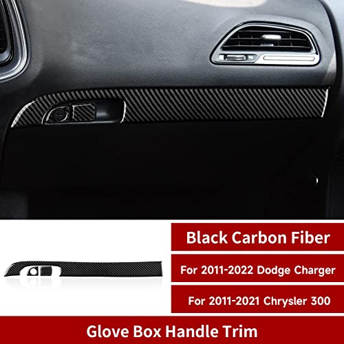Copilot Glove Handle Box Cover Trim Decals for 2011-2023 Dodge Charger Accessories Carbon Fiber Interior Stickers - color: Copilot Glove Handle Box Cover