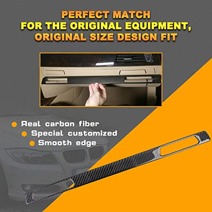 x xotic tech 1pc Genuine Carbon Fiber Car Interior Copilot Cup Holder Strip Cover Trim Compatible with BMW 3 Series E90 E92 E91 E93 2005-2012