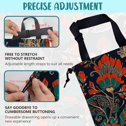 Car Garbage Bag Abstract Red and Green Flowers Hanging Canvas Car Trash Bag Drawstring Car Back Seat Organizer for Car Back Front Seat Console with Adjustable Buckle - color: Abstract Red and Green Flowers