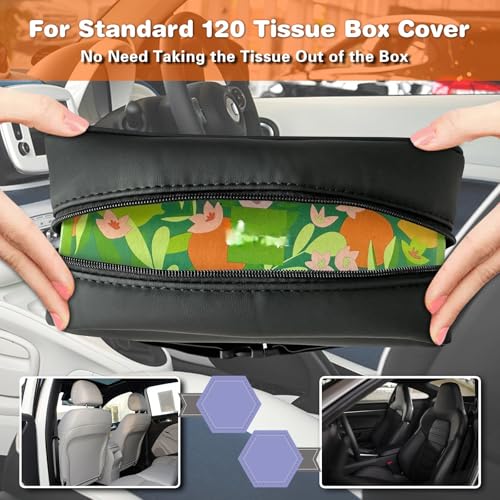 Large Car Tissue Holder for 120 Standard Tissues, Premium PU Leather Tissue Holder in Car Backseat Rectangular, Napkin Holder for Car Fits for Kleenex Tissues Box Daily Use Black (2, Black)