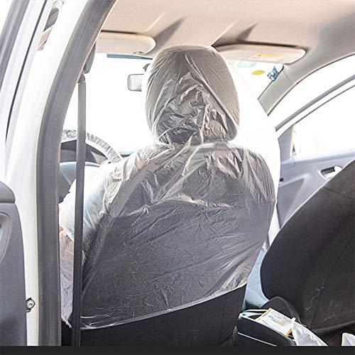 ICWEIMEI 100PCS Disposable Car Seat Covers Plastic Seat Covers for Cars Universal Disposable Clear Plastic Car Cover, Car Disposable Transparent Seat Protective Covers