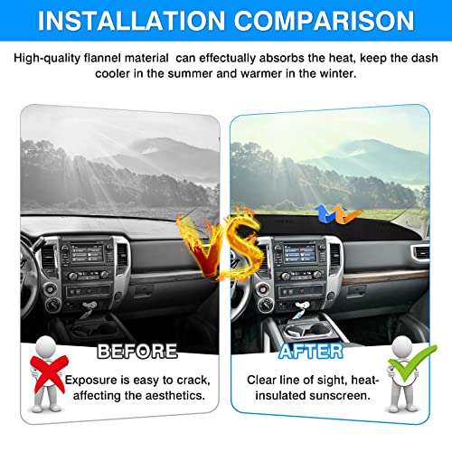 Autorder Dashboard Cover Mat for 2016-2024 Nissan Titan Accessories Dash Cover Flannel Dash Mat Sunshade Glare UV Rays Protector - size: For Nissan Titan 2016-2024