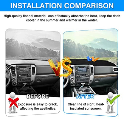 Autorder Dashboard Cover Mat for 2016-2024 Nissan Titan Accessories Dash Cover Flannel Dash Mat Sunshade Glare UV Rays Protector - size: For Nissan Titan 2016-2024