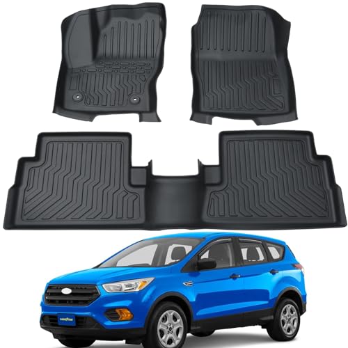 All Weather Rubber Car Floor Mats 2013-2019 Escape & 2013-2018 C-Max, Full Set Includes 1st and 2nd Rows Maximum Coverage, Laser Measured, Non Slip - size: 2013-2019 Escape