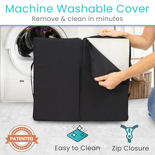 Vive Orthopedic Seat Cushion - Folding Wheelchair Cushion - for Stadium, Car, Office Chair Seat - Portable Coccyx Pad for Comfort Support Pillow for Sciatica, Lower Back, Tailbone Pain Relief