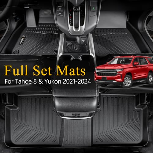 Wailtnb-All Weather Floor Mats & Cargo Liner for 2026 2025-2021 Chevrolet Tahoe & GMC Yukon (8 Seater) (Not fit XL) Custom Fit Tahoe Durable Easy to Clean fit for Tahoe Accessories for Tahoe - style: 31|For Tahoe 8/Yukon | 2021-2026 | Backrest Set