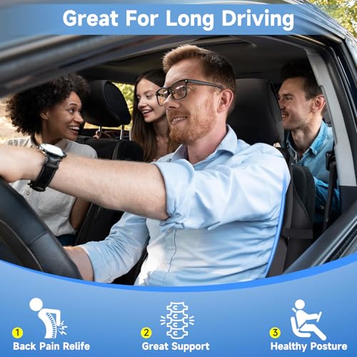 Teemour Lumbar Support Pillow for Car Seat, Memory Foam Back Support Pillow with Adjustable Straps, Medium Soft Car Back Cushion for Driving, Truck, SUV, Office Chair, Black - size: Lumbar