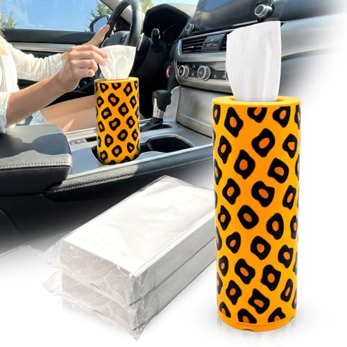 Car Tissues Cylinder for Cup Holder - Refillable Round Tissue Canister with 2 Packs Tissue - Cheetah Print Car Decorations Interior Accessories for Women & Men - Trendy Aesthetic (Leopard Print) - color: Leopard Print