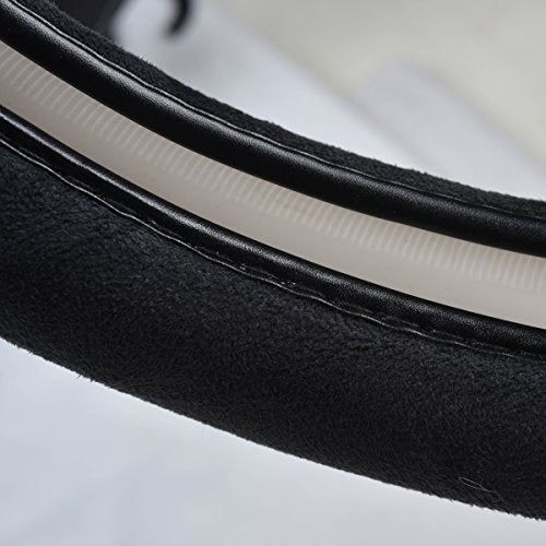 CAR Pass Black Faux Suede 14.5-15 Inch Memory Foam Steering Wheel Covers Breathable Anti-Slip Odorless Steering Wheel Universal Fit for Men Women - color: Black