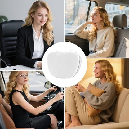 Car Headrest Pillow for Driving, Dual-Sided Leather Design Neck Pillow, Breathable Softness Neck Support, Universal Fit Head Rest Travel Pillow, White, 1 Pack - color: Tesla White