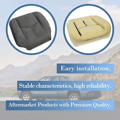 Driver Side Automotive Seat Cover Seat Bottom Cushion for 2003-2007 GMC Sierra 1500 2500 3500 1500HD 2500HD - Gray - size: Seat Cover & Foam