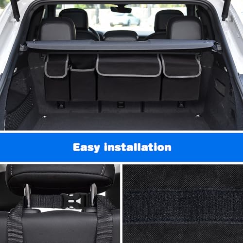 Trunk Organizer - Car Organizer, Foldable Trunk organizer for SUV/MPV/Truck, Collapsible Car Storage Bag with 4 Pockets, Black, 40.16"×11.02"