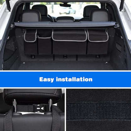 Trunk Organizer - Car Organizer, Foldable Trunk organizer for SUV/MPV/Truck, Collapsible Car Storage Bag with 4 Pockets, Black, 40.16"×11.02"