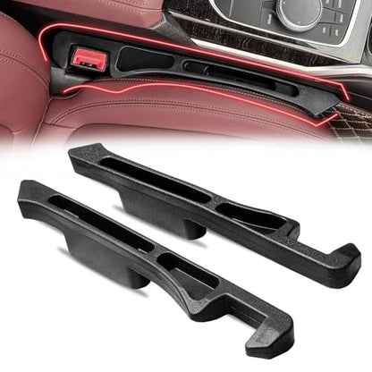 2PCS Car Seat Gap Filler Organizer, Car Side Seat Gap Filler with Phone Holder, Gap Stopper Fill Gap Between Seat and Console to Stop Things from Dropping Fit Cars SUVs Trucks（Black）