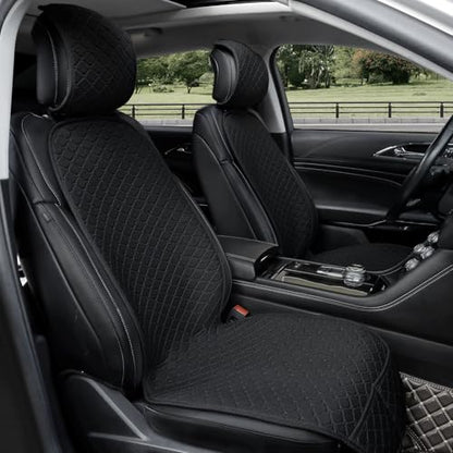 2 Pack Car Seat Covers, Front Seat Covers for Cars, Breathable Linen Car Seat Protector, Universal Fits for Most Automotive, Vehicles, SUVs, Cars, Sedans(Black) - color: Black