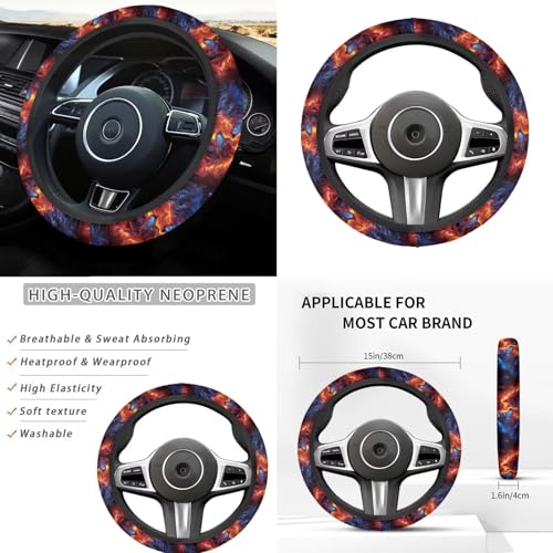 Galaxy Animal Wolf Car Rear Bench Protective Seat Car Seat Covers Full Set 12 Pcs Auto Interior Accessories Steering Wheel Cover Car Seat Covers Headrest Covers Universal Fit - color: Galaxy Animal Wolf
