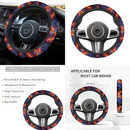Galaxy Animal Wolf Car Rear Bench Protective Seat Car Seat Covers Full Set 12 Pcs Auto Interior Accessories Steering Wheel Cover Car Seat Covers Headrest Covers Universal Fit - color: Galaxy Animal Wolf