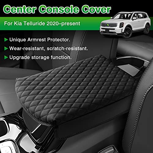 Shademax Center Console Cover for Kia Telluride Accessories 2026 2025 2024 2023-2020 Armrest Cover Cushion Pad PU Leather Armrest Seat Box Cushion Middle Console Lid Protector Anti-Scratch - size: Size for Kia Telluride 2020-2026