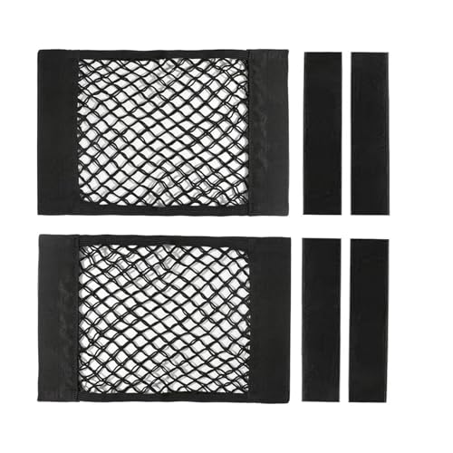 ZMD 2Pcs Universal Mesh Cargo Net with Adhesive Tape, 9.8x15.7in Small Cargo Car Storage Net RV Storage Netting Mesh Pocket Net Wall Sticker Organizer for Car Rv Trunk Boat (Black) - size: 15.7 x 9.8 Inches