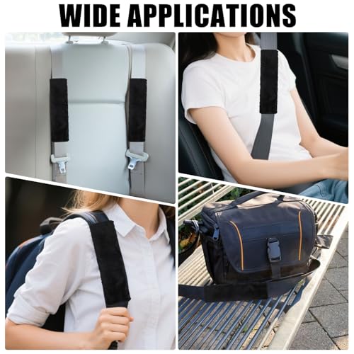 6 Pcs Soft Car Seat Belt Cover Seatbelt Shoulder Pad Black Seatbelt Cover for Shoulder Cushion Protector for Backpack Straps