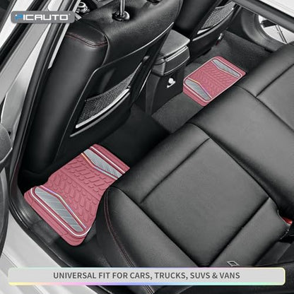 PIC AUTO All Pink Car Floor Mats, Aluminum-Molded with Full-Circle Iridescent Inlay Strip Car Mats, Universal-Fit Rubber Mats for Cars, Trucks & SUVs, All-Weather, Non-Slip, Easy-to-Clean Interior Mat - color: All Pink