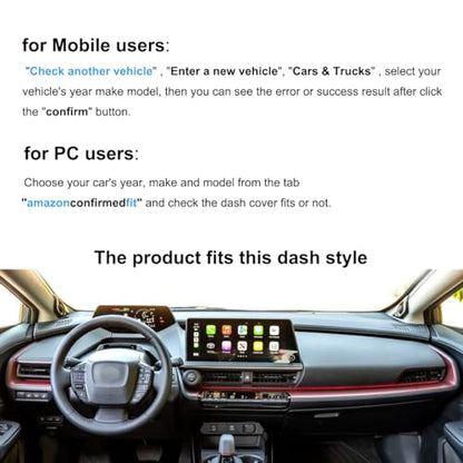 Dash Cover Mat Custom Fit for Toyota Prius/Prius Prime PHEV with Light Sensor,Dashboard Pad Cap Carpet Protector K399 (Black)