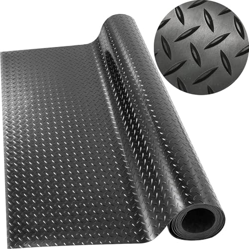 4' x 10' Feet Non-Slip Garage Floor Mat, 1-Piece Durable Rubber Flooring Roll, Cuttable Floor Protector Mat for Parking Lots, Gym, Warehouse, Basement Trailer (4' x 10' Ft) - size: 120"L x 48"W x 0.1"Th