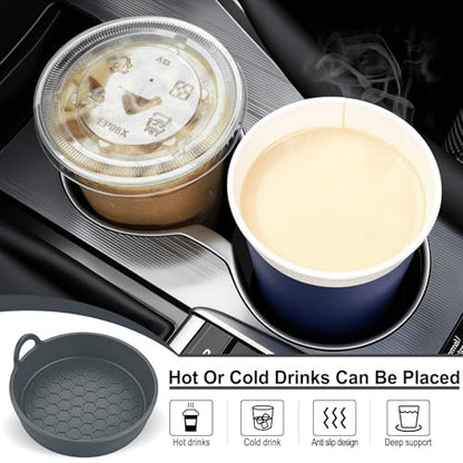SINGARO Car Cup Holder Coaster, 4PCS Silicone Cup Holder Insert, Universal Non-Slip Cup Holders, Car Interior Accessories for Women and Man, Grey - color: Gray