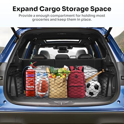 Canvcle Trunk Cargo Net for 2019-2024 Forester Accessories Envelope Style Mesh Trunk Net Organizer and Storage Stretchable Adjustable Elastic Nylon Rear Cargo Netting with Hooks - style: for Forester