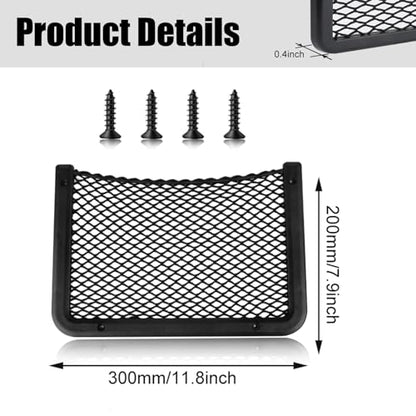 ABS Plastic Frame Automotive Cargo Nets Car Net Pocket Phone Car Mesh Net Holder RV Storage Boat Cargo Pocket Organizer Framed Mesh Net Pocket with Screws for Auto RV Net(2, 12 x 7.9 Inch) - size: 12 x 7.9 Inch