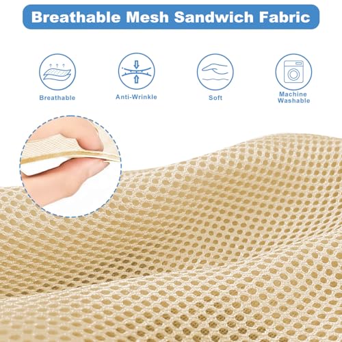 Golf Cart Seat Covers Set for Yamaha G22 G19 G16 G14 G11 G9 G8 G2, Club Car DS Pre-2000 OEM Ordinary Front Seats, Durable Breathable Seat Covers Washable Polyester Mesh Cloth Without Logo, Beige