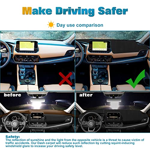 x xotic tech Center Console Dashboard Mat Pre-Cut Non-Slip Sunshield Sun Glare Protector Dash Carpet Pad Black Cover Compatible with Nissan Rogue 2021 2022 2023 2024 2025 2026 - color: Compatible with Nissan Rogue 2021-2026