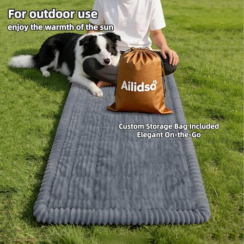 Dog Car Seat Cover, Pet Couch Covers for Car and Sofa, Non-Slip Backseat Pet Bed Mat, Machine Washable, Soft Plush Travel Seat Protector with Portable Storage Bag (Grey,23.6''×70'') - color: Grey, size: 23.6''×70''