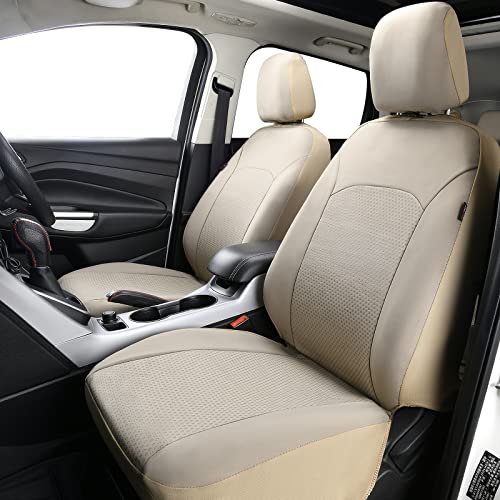 Flying Banner Car Seat Covers Front Seats Rear Bench Polyester car seat Protectors Easy installations Rear Bench Split Classic Man Lady Truck - color: Front Pair Solid Beige