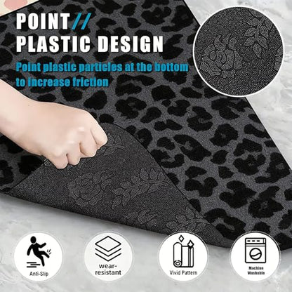 Universal Car Trunk Mat 29" x 39", Black Leopard Print All Weather Durable Cargo Mat Protector for SUV, Truck, Van | Stylish Cargo Liner Cover Leopard Print Car Accessories - color: Black Leopard Print