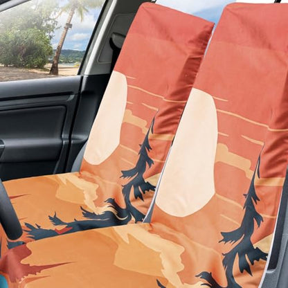 Hahafelt 2 Pack Car Seat Towel Covers with Storage Bag, 63 x 32 Inch Universal Non Slip Waterproof Sweat Protector for Car Truck, Gym Swimming Running, Machine Washable (Sunset) - style: Sedona