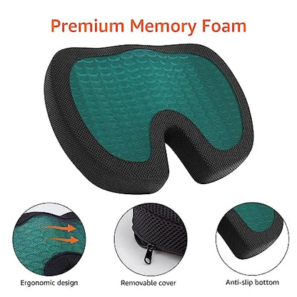Amazon Basics Comfortable Seat Cushion for Office Chairs, Gel Enhanced Memory Foam, Non-Slip, Cooling Support for Long Sitting, Black