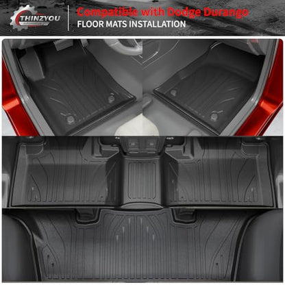Floor Mats Compatible with 2016-2025 2026 Dodge Durango 6 Seats Cargo Mat Back Seat Protector Trunk Liner 2024 Durango Accessories (Fit 6 Seats, 3rd Row Backrest Mats+Trunk Mat+Floor Mats) - style: For Dodge Durango 6-Seater | 2016-2026