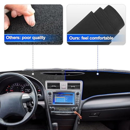 Leather Dashboard Cover Compatible with Toyota Camry XV40 2007-2011 – PU Leather Dash Mat, Easy Clean UV Protection, No Glare Interior Accessory