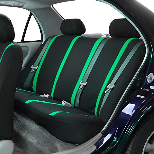 FH Group Car Seat Covers Rear Set Cloth - Car Seat Covers with Removable Headrest,Universal Fit,Automotive SeatCovers,Washable Car SeatCover for SUV,Sedan,Van Green - color: Green, size: Rear Set